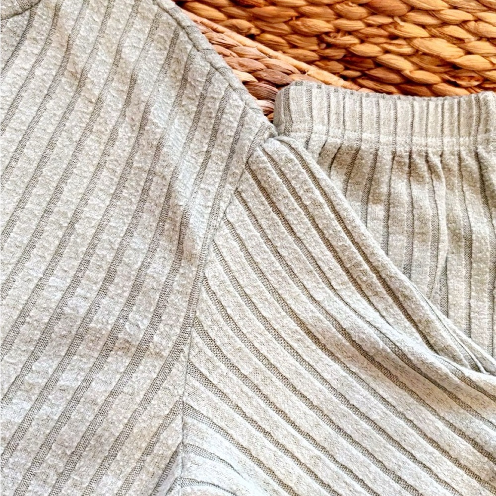 Pale Pastel Green Ribbed Knit Sweater Set